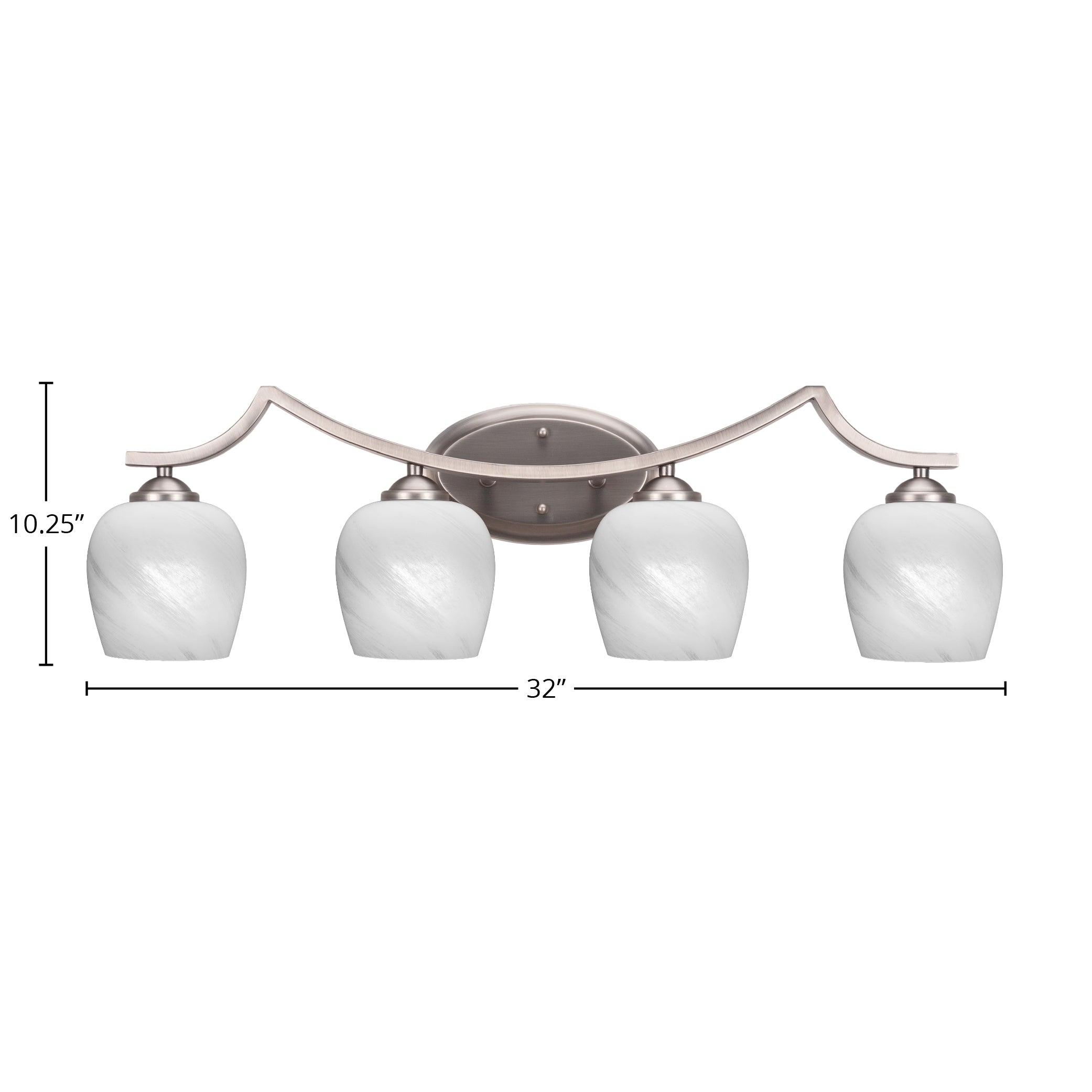 Zilo Four Light Bath Bar in Graphite with 6" White Marble Shade