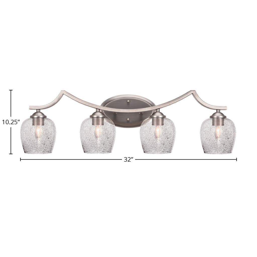 Zilo Four Light Bath Bar in Graphite with 6" Smoke Bubble Shade