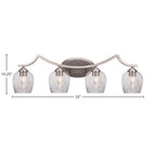 Zilo Four Light Bath Bar in Graphite with 6" Smoke Bubble Shade