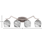 Zilo Four Light Bath Bar in Graphite with 6" Onyx Swirl Shade