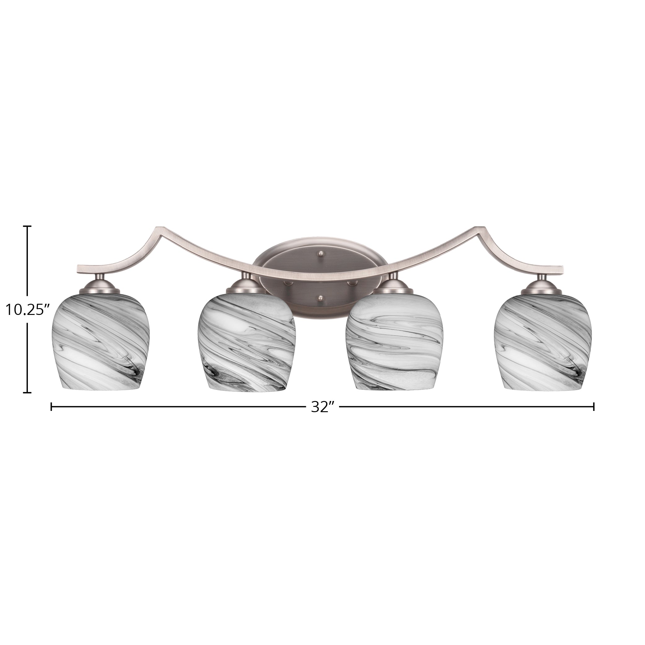 Zilo Four Light Bath Bar in Graphite with 6" Onyx Swirl Shade