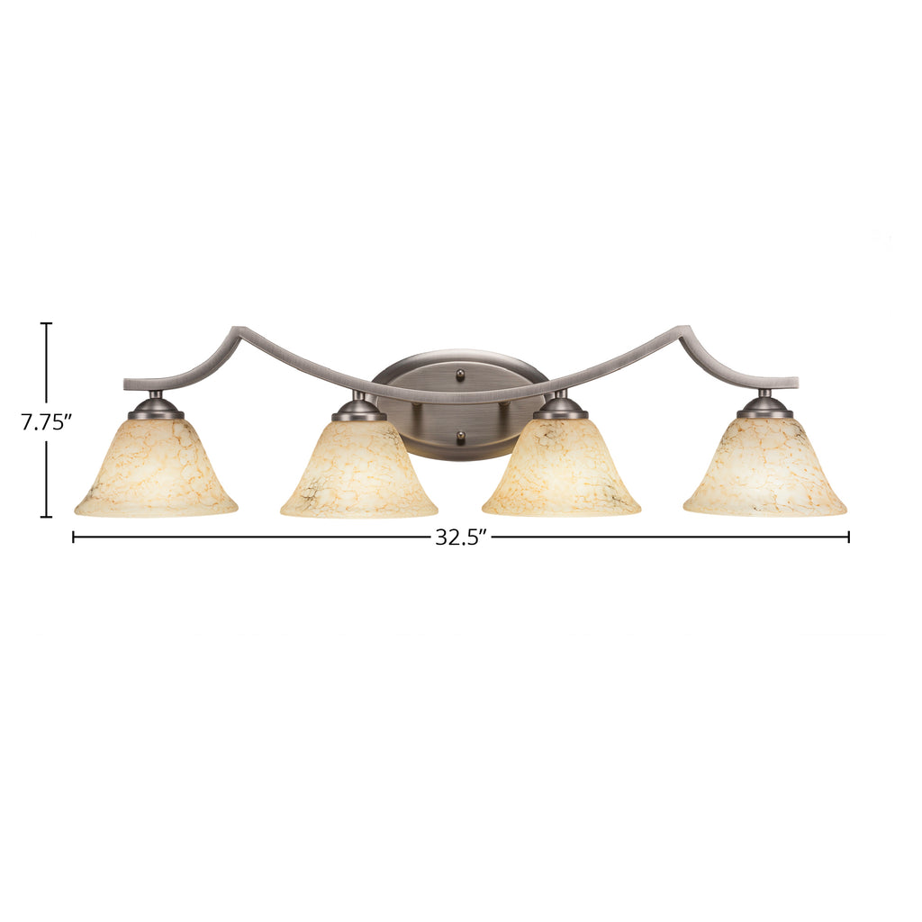 Zilo Four Light Bath Bar in Graphite with 7" Italian Marble Shade