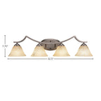 Zilo Four Light Bath Bar in Graphite with 7" Italian Marble Shade