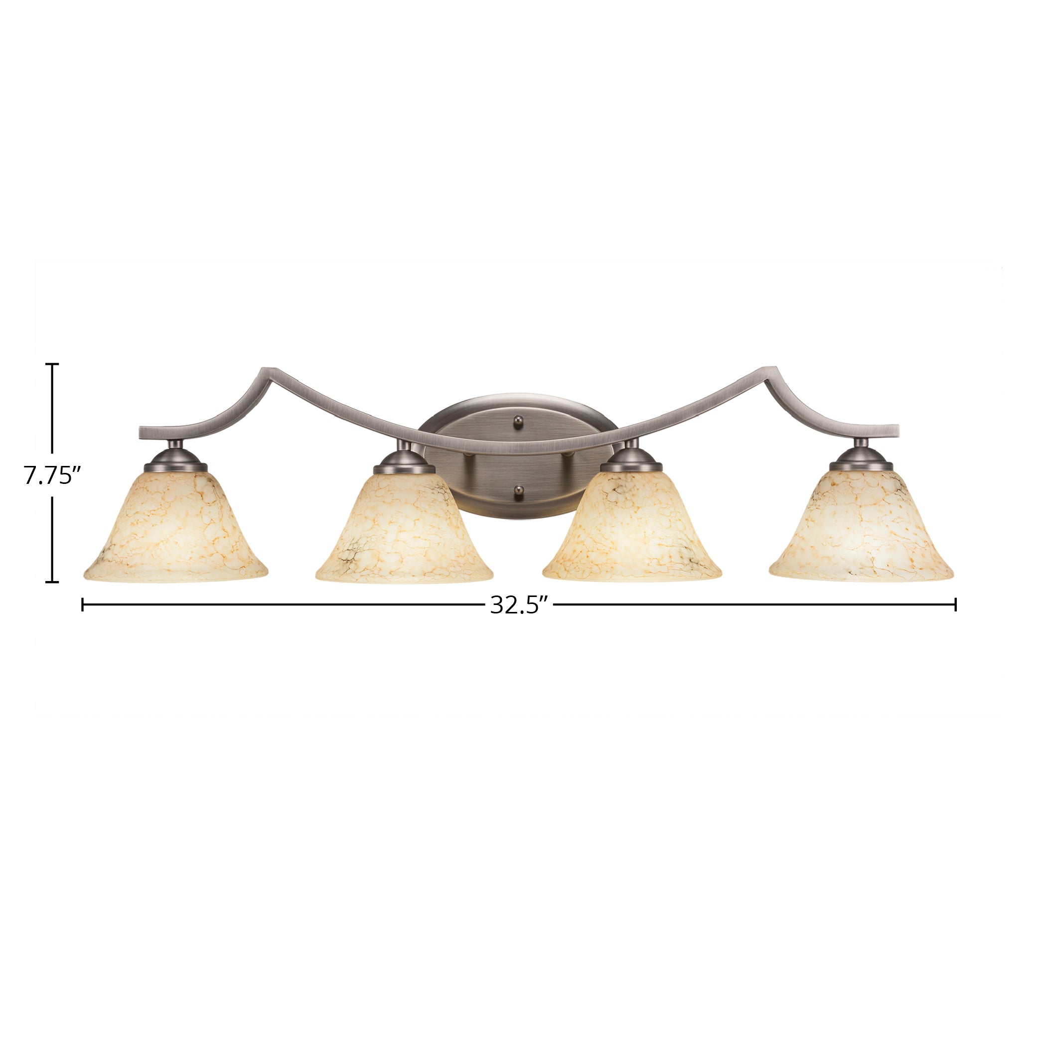 Zilo Four Light Bath Bar in Graphite with 7" Italian Marble Shade
