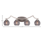 Zilo Four Light Bath Bar in Graphite with 6" Smoke Ribbed Shade
