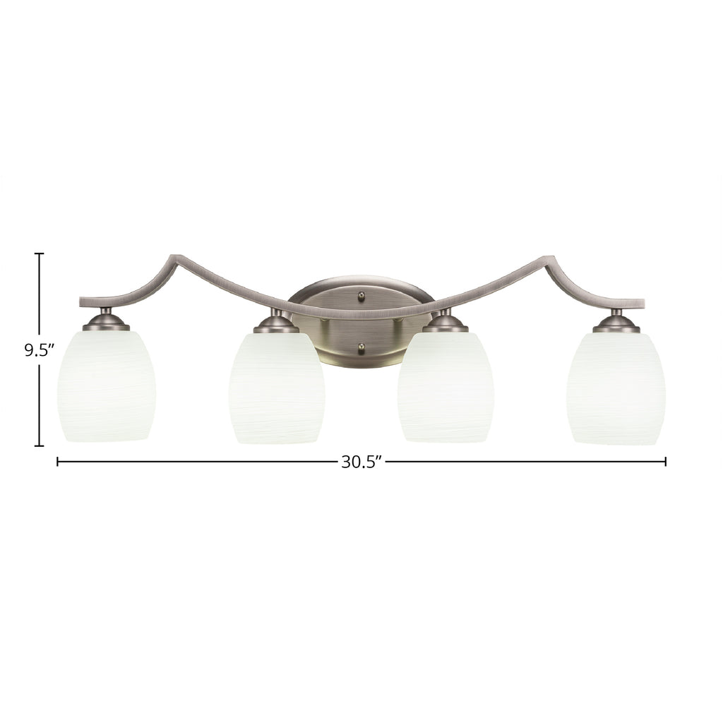 Zilo Four Light Bath Bar in Graphite with 5" White Linen Shade