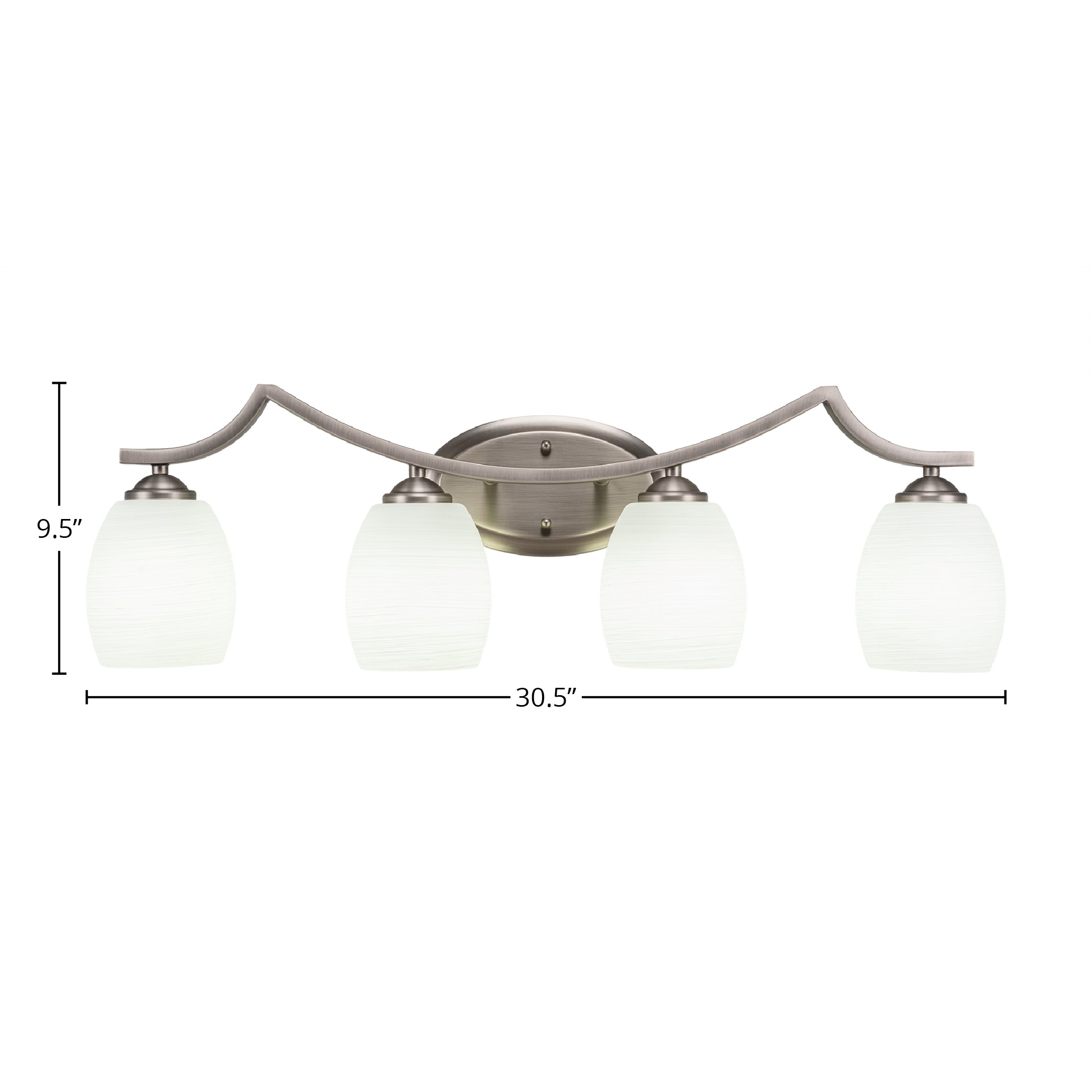 Zilo Four Light Bath Bar in Graphite with 5" White Linen Shade