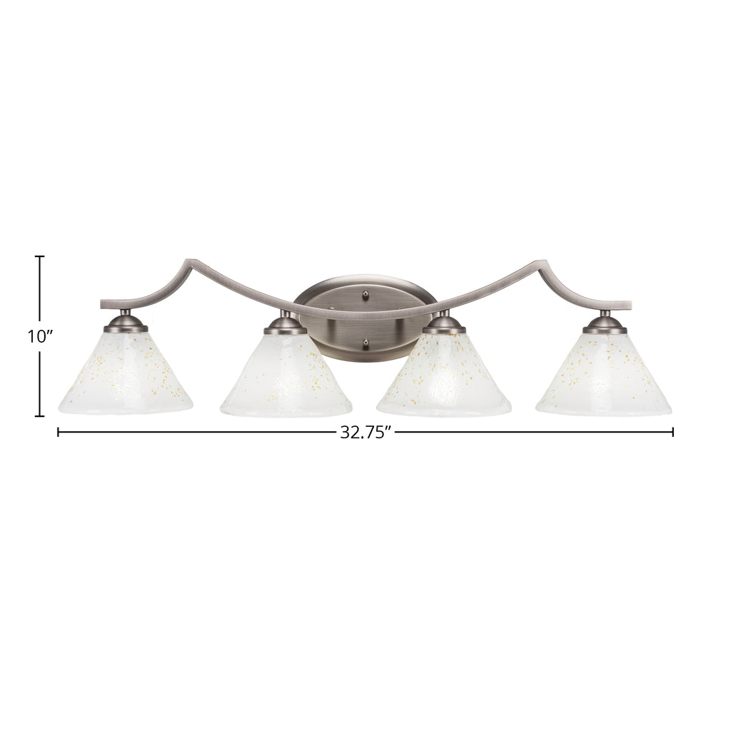 Zilo Four Light Bath Bar in Graphite with 7" Gold Ice Shade