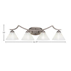Zilo Four Light Bath Bar in Graphite with 7" Gold Ice Shade