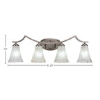 Zilo Four Light Bath Bar in Graphite with 5.5" Fluted Frosted Crystal Shade