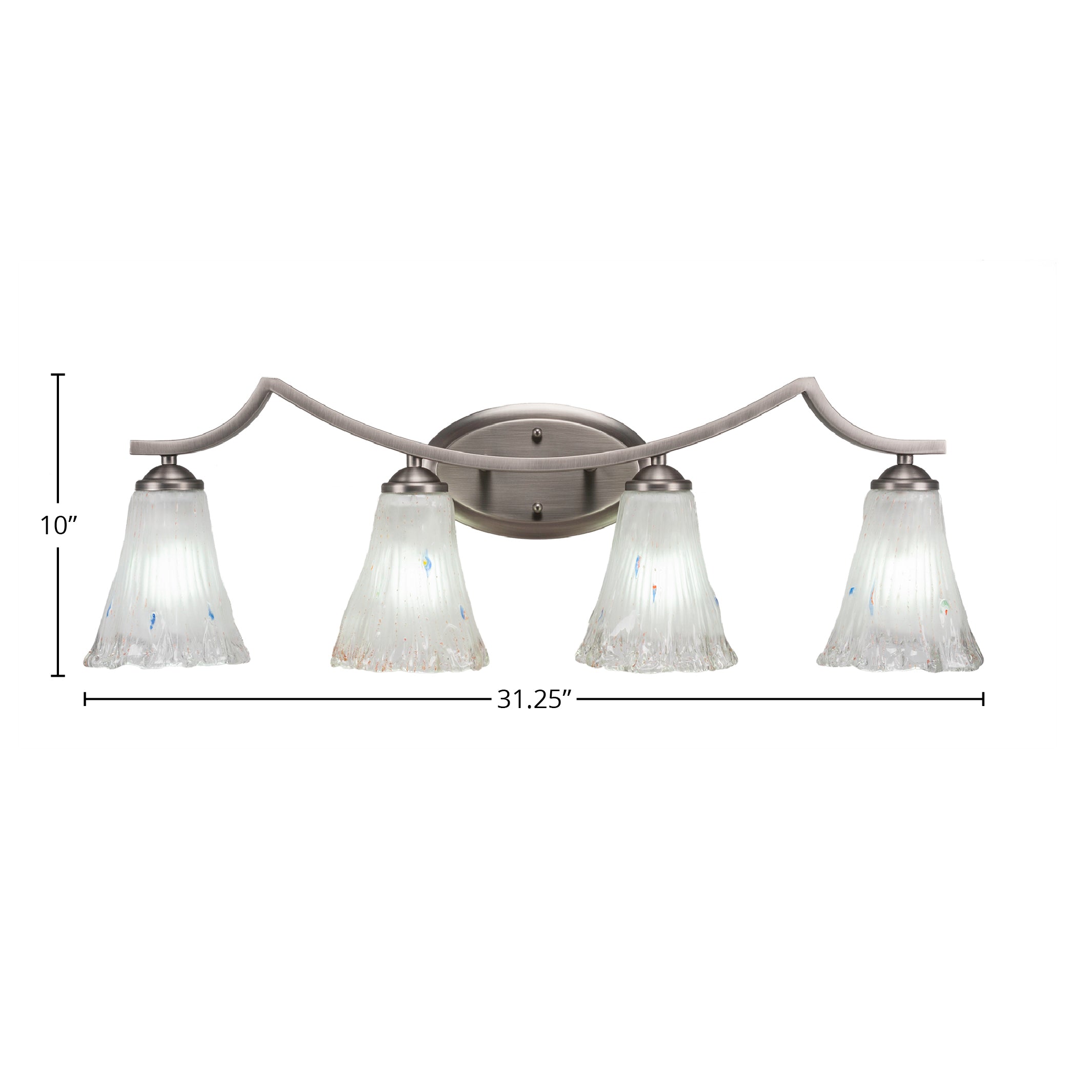 Zilo Four Light Bath Bar in Graphite with 5.5" Fluted Frosted Crystal Shade