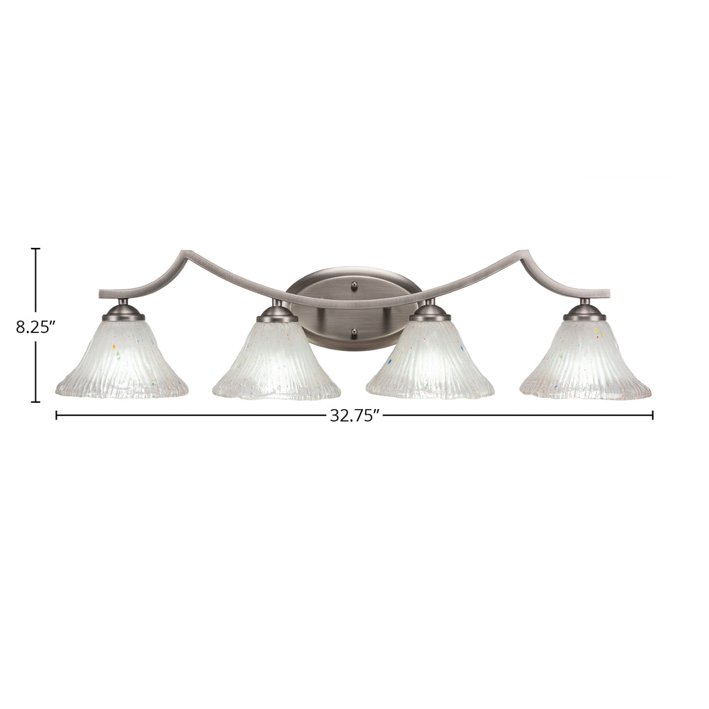Zilo Four Light Bath Bar in Graphite with 7" Frosted Crystal Shade