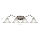 Zilo Four Light Bath Bar in Graphite with 7" Frosted Crystal Shade