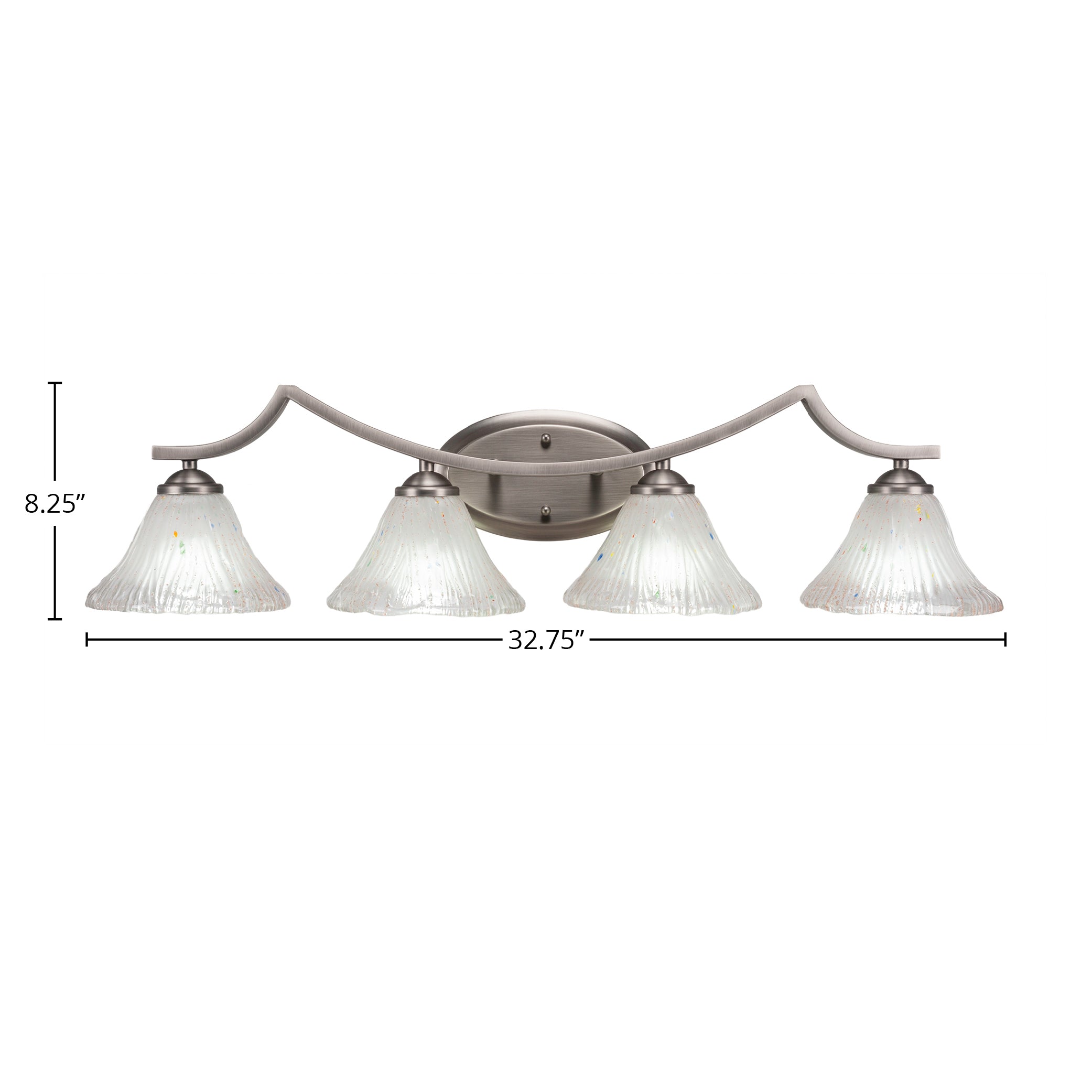 Zilo Four Light Bath Bar in Graphite with 7" Frosted Crystal Shade