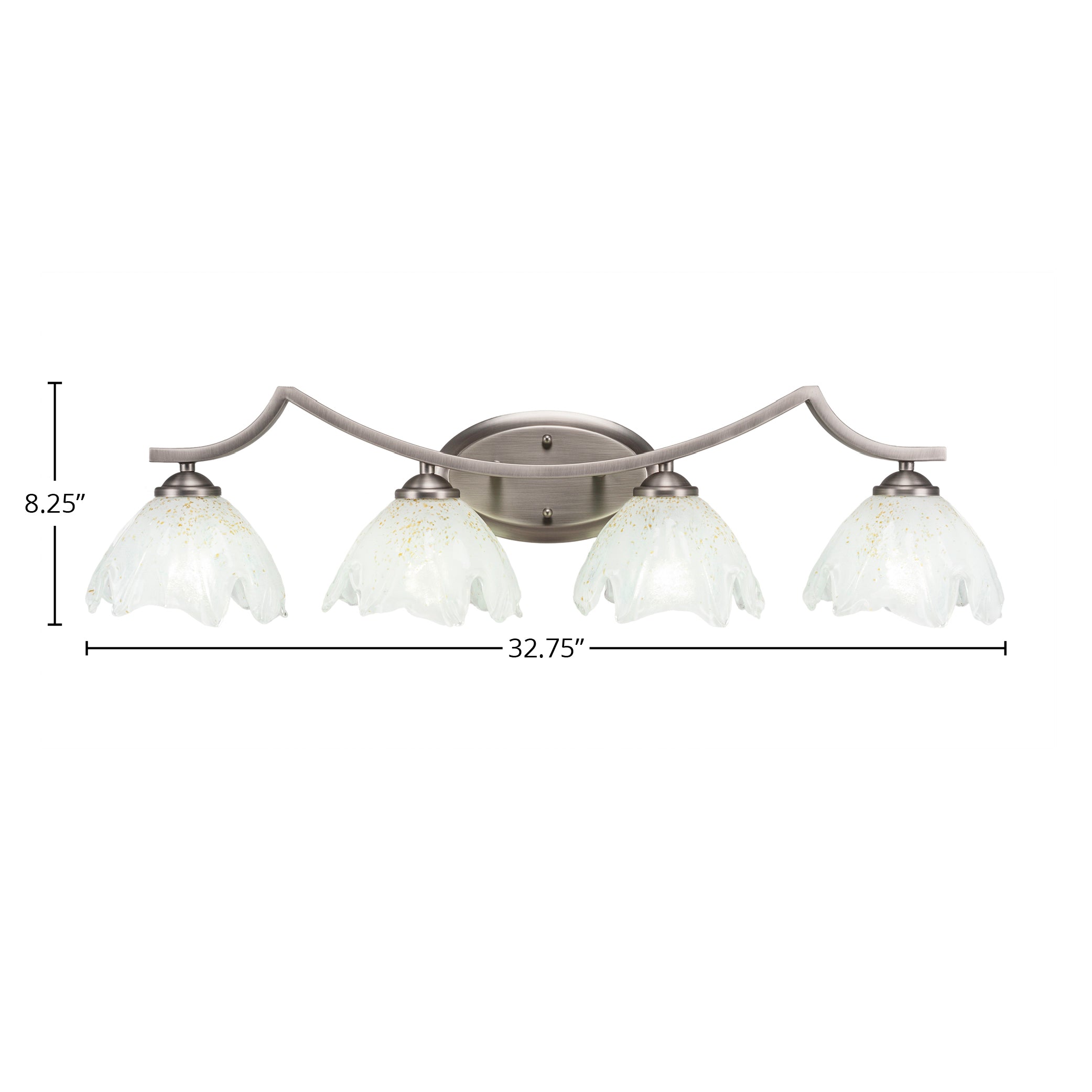 Zilo Four Light Bath Bar in Graphite with 7" Gold Ice Shade