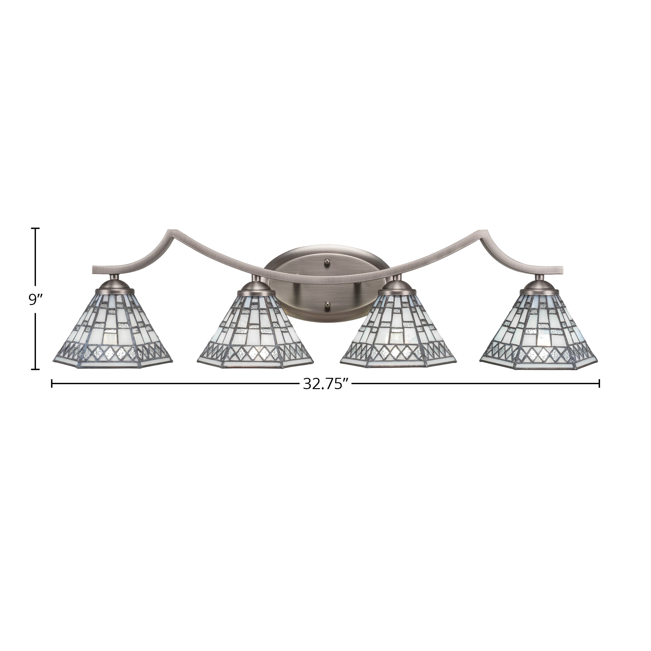 Zilo Four Light Bath Bar in Graphite with 7" Pewter Art Glass Shade