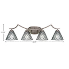 Zilo Four Light Bath Bar in Graphite with 7" Diamond Ice Art Glass Shade