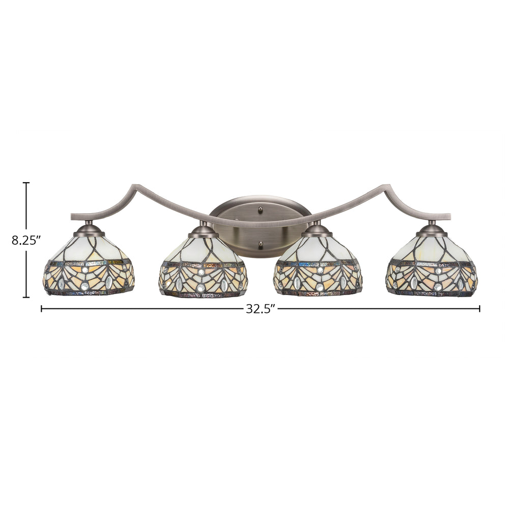 Zilo Four Light Bath Bar in Graphite with 7" Royal Merlot Art Glass Shade