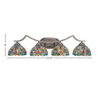 Zilo Four Light Bath Bar in Graphite with 7" Kaleidoscope Art Glass Shade