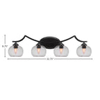 Zilo Four Light Bath Bar in Matte Black with 7" Clear Bubble Shade