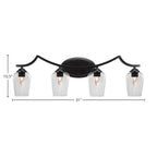 Zilo Four Light Bath Bar in Matte Black with 5" Clear Bubble Shade