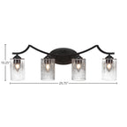 Zilo Four Light Bath Bar in Matte Black with 4" Clear Bubble Shade
