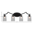 Zilo Four Light Bath Bar in Matte Black with 4" Smoke Bubble Shade