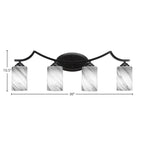 Zilo Four Light Bath Bar in Matte Black with 4" Onyx Swirl Shade
