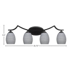 Zilo Four Light Bath Bar in Matte Black with 5" Gray Matrix Shade