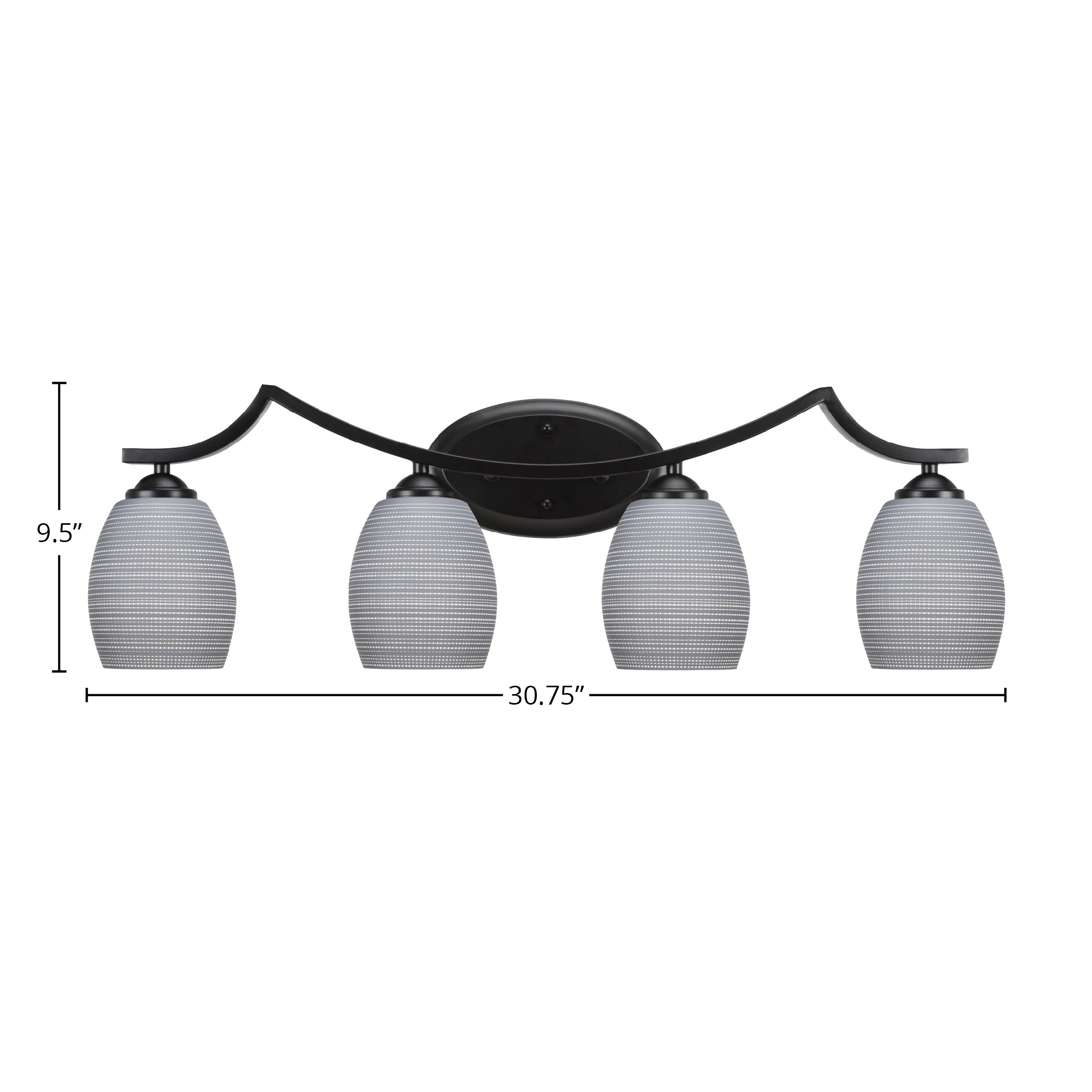 Zilo Four Light Bath Bar in Matte Black with 5" Gray Matrix Shade