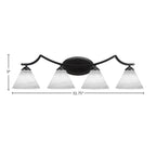 Zilo Four Light Bath Bar in Matte Black with 7" White Matrix Shade