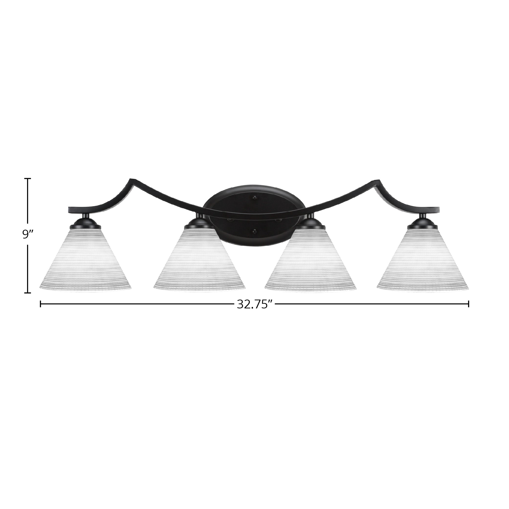 Zilo Four Light Bath Bar in Matte Black with 7" White Matrix Shade
