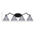 Zilo Four Light Bath Bar in Matte Black with 7" Gray Matrix Shade