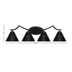 Zilo Four Light Bath Bar in Matte Black with 7" Black Matrix Shade
