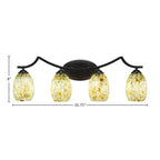 Zilo Four Light Bath Bar in Matte Black with 5" Ivory Glaze Seashell Shade