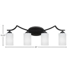 Zilo Four Light Bath Bar in Matte Black with 4" White Matrix Shade