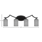 Zilo Four Light Bath Bar in Matte Black with 4" Gray Matrix Shade