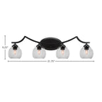 Zilo Four Light Bath Bar in Matte Black with 5.75" Clear Bubble Shade