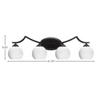 Zilo Four Light Bath Bar in Matte Black with 5.75" White Marble Shade
