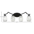 Zilo Four Light Bath Bar in Matte Black with 5" Black Fusion Shade