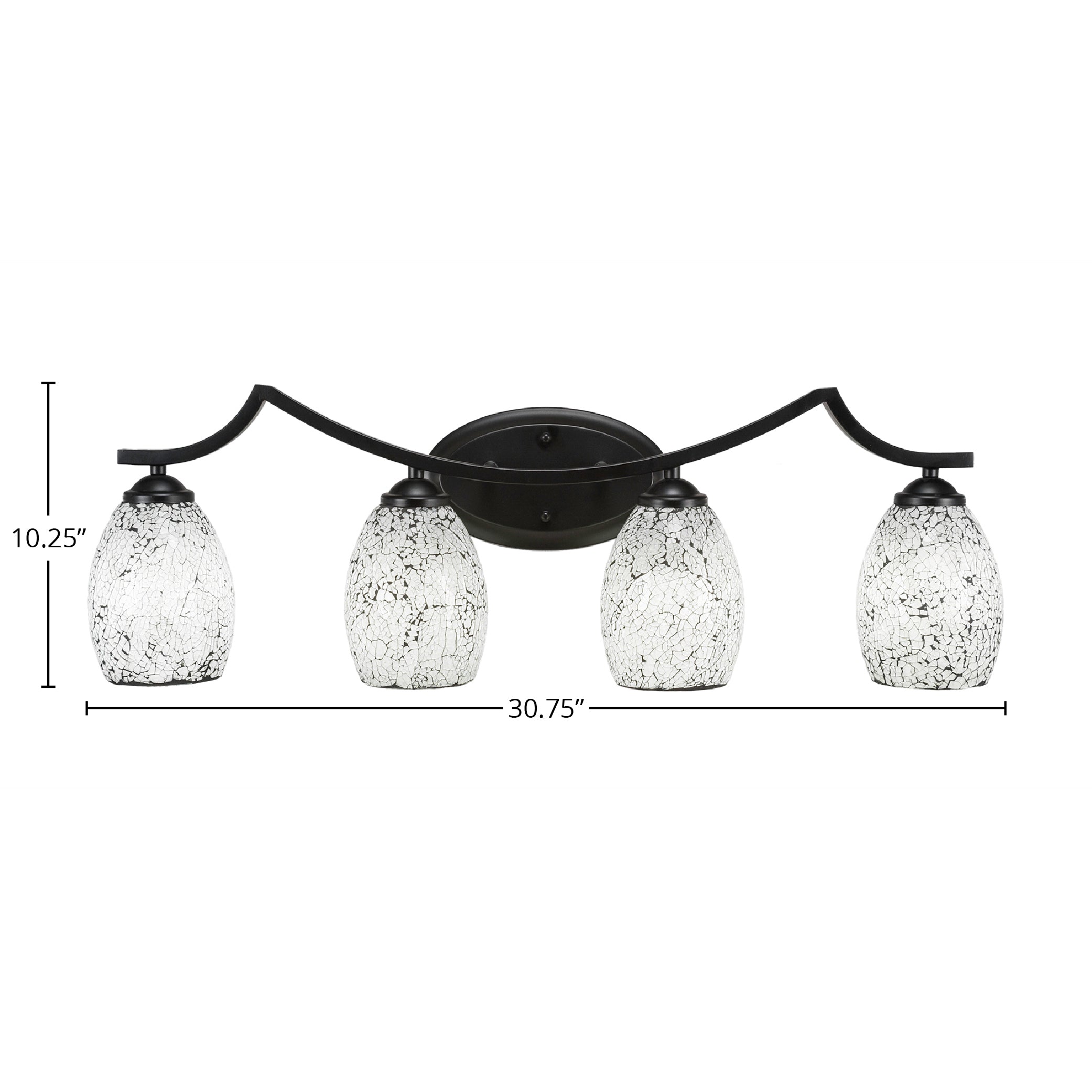 Zilo Four Light Bath Bar in Matte Black with 5" Black Fusion Shade