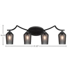 Zilo Four Light Bath Bar in Matte Black with 5" Smoke Textured Shade