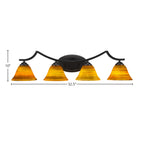 Zilo Four Light Bath Bar in Matte Black with 7" Firré Saturn Shade