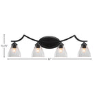 Zilo Four Light Bath Bar in Matte Black with 6.25" Clear Bubble Shade