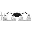 Zilo Four Light Bath Bar in Matte Black with 6.25" Onyx Swirl Shade