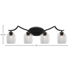 Zilo Four Light Bath Bar in Matte Black with 6" Clear Bubble Shade