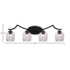 Zilo Four Light Bath Bar in Matte Black with 6" Smoke Bubble Shade