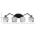 Zilo Four Light Bath Bar in Matte Black with 6" Onyx Swirl Shade