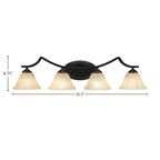 Zilo Four Light Bath Bar in Matte Black with 7" Italian Marble Shade