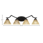Zilo Four Light Bath Bar in Matte Black with 7" Chocolate Icing Shade